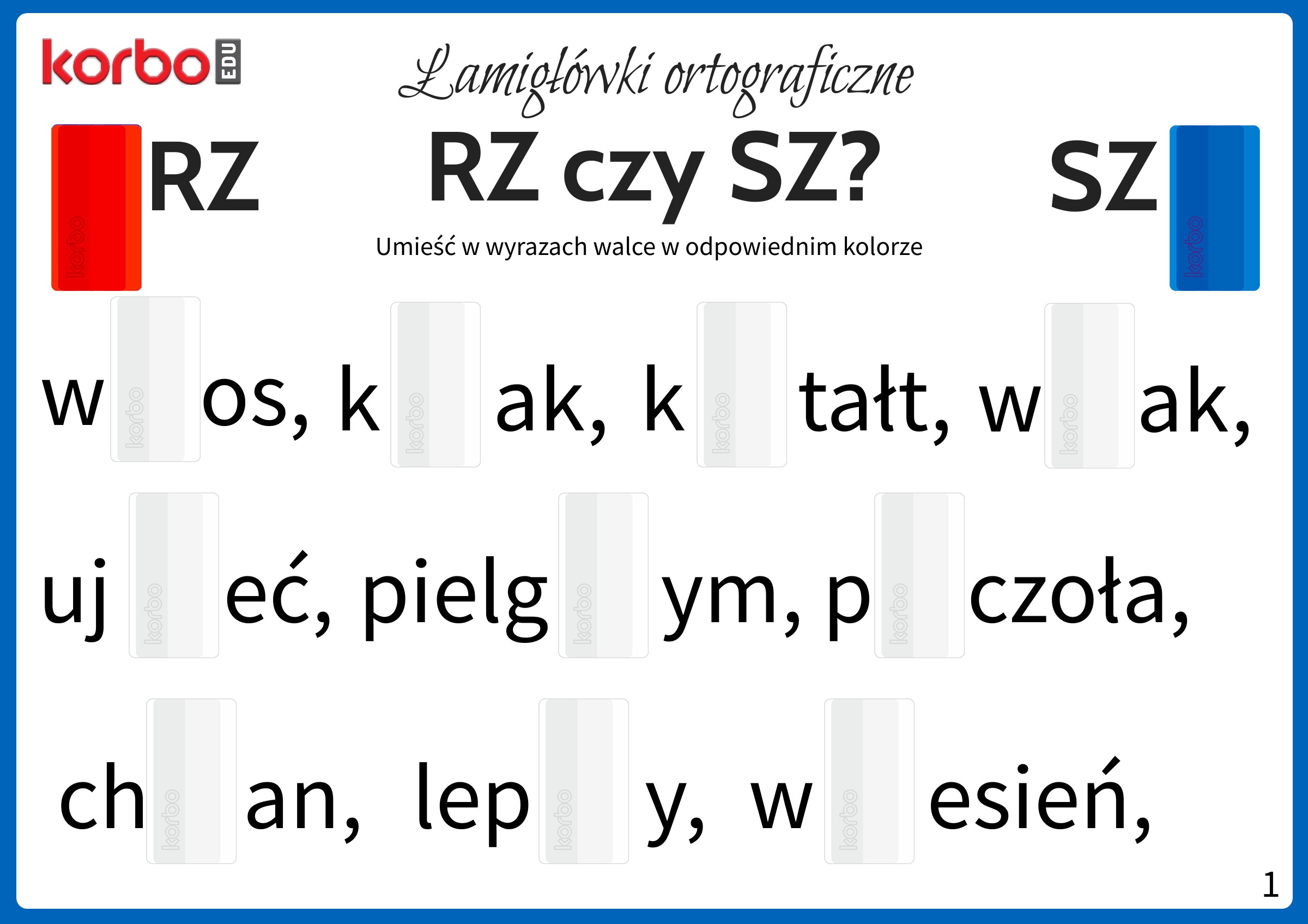 RZ czy SZ Ćwiczenia Korbo Blocks